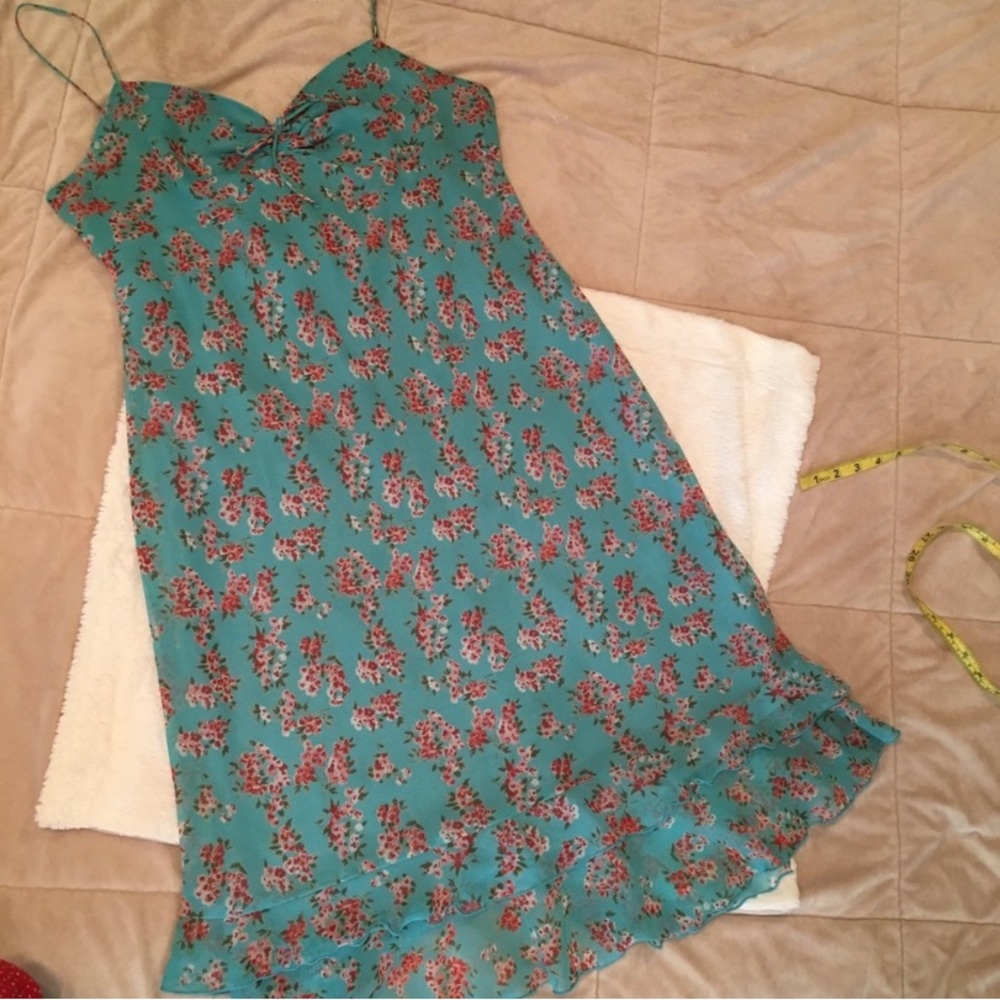 GUC Anthropologie blue floral slip dress size 14